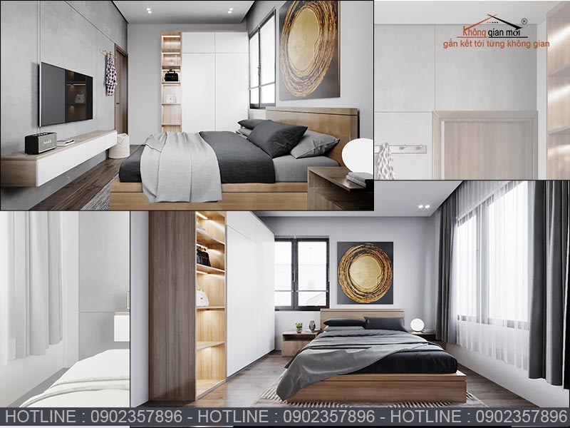 Thiết kế nội thất phòng ngủ chung cư phong cách hiện đại đơn giản