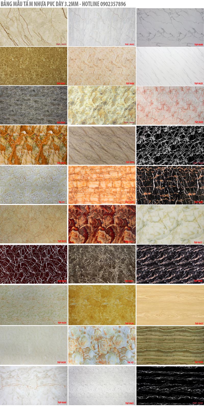 mẫu tấm pvc vân đá day 3.2mm binh duong