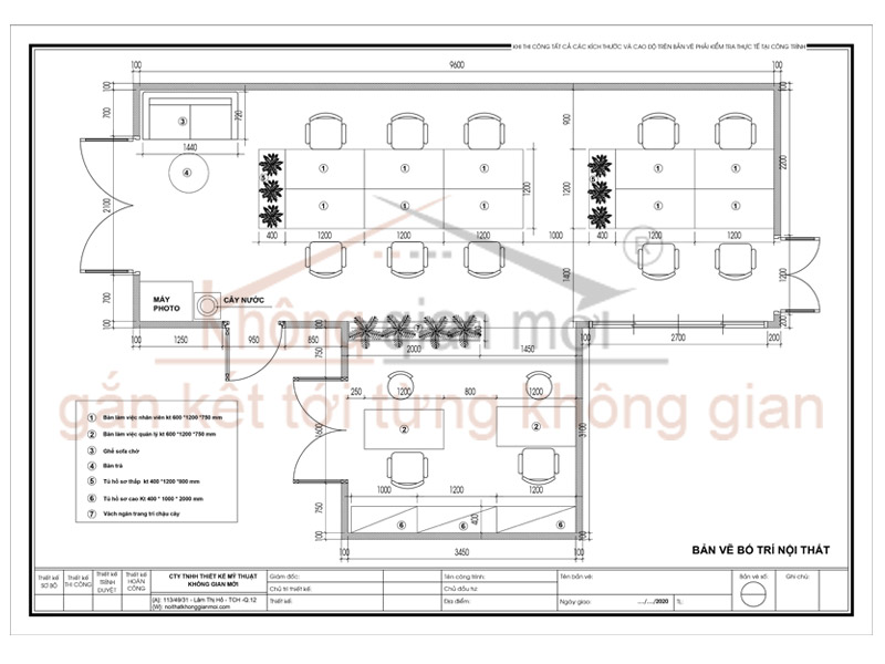 Bản vẽ bố trí mặt bằng cải tạo sửa chữa văn phòng làm việc tại Gò Vấp