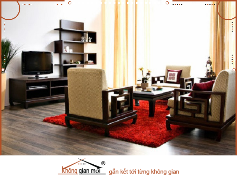 Với thiết kế cửa sổ lớn kế hợp cùng sàn gỗ mang phong cách Á Đông giúp cho phòng khách có nhiều ánh nắng hơn và ấm cúng hơn khi kết hợp cùng với sàn gỗ