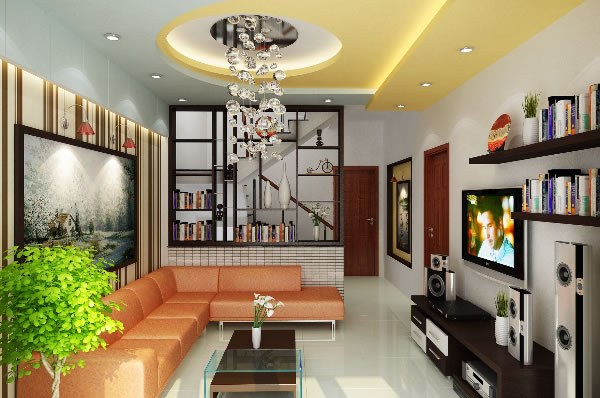 Cách trang trí phòng khách nhiều màu gần gũi
