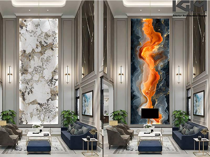 tranh giả đá cẩm thạch trang trí đại sảnh phòng tiếp khách