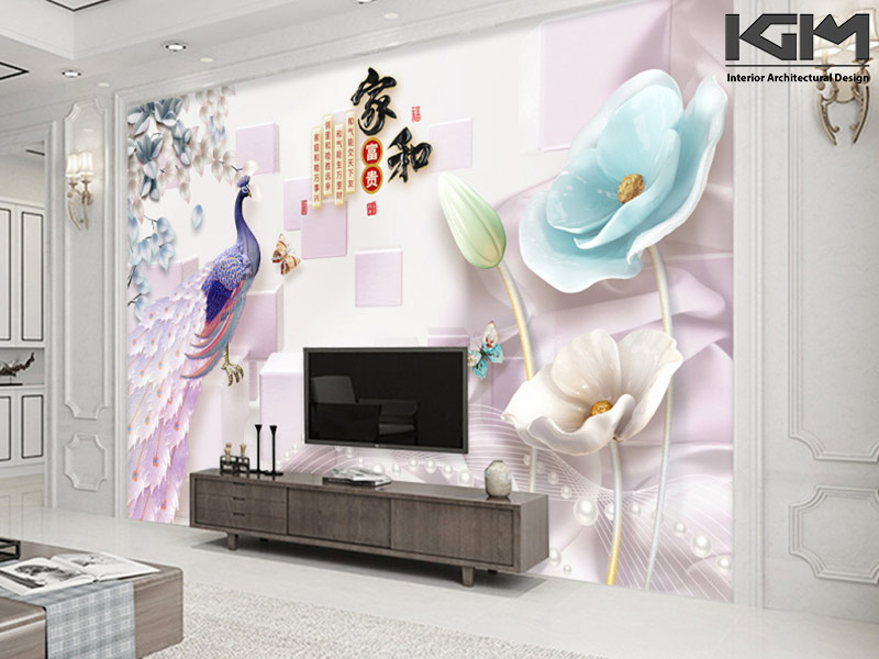 Tranh 5d dán tường phòng khách hướng Nam
