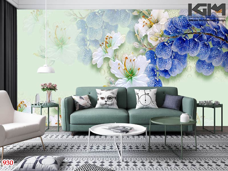 Tranh hoa 5d dán tường phòng khách