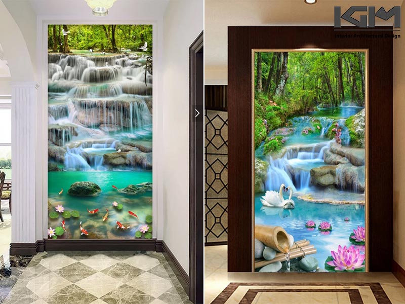 Tranh thác nước trang trí phòng khách cho người mệnh Thủy