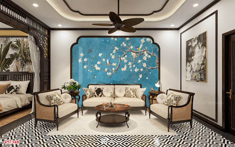 Mẫu tranh dán tường 3D tân cổ điển theo phong cách INDOCHINE
