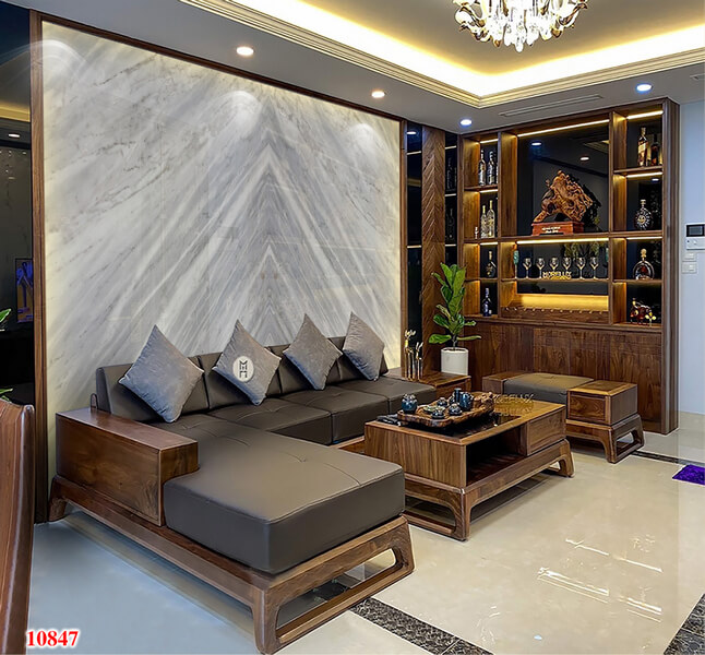 Mẫu tranh dán tường 3D phòng khách hiện đại, tối giản