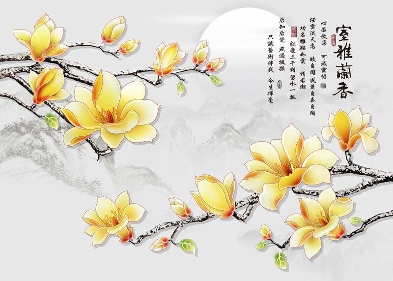Tranh dán tường phòng thờ 3D chủ đề hoa sen thanh tịnh