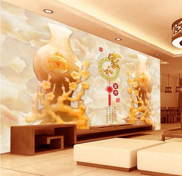 Bộ sưu tập các mẫu tranh dán tường 3D bình hoa ấn tượng