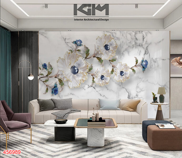 Làm nổi bật không gian sau ghế sofa dễ dàng với tranh PVC ốp tường