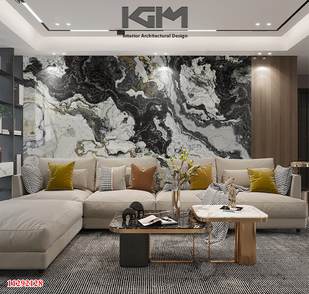 Tranh PVC giả đá (vân đá cẩm thạch, marble) tinh tế cho phòng khách