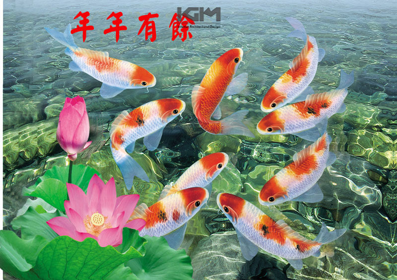Ý nghĩa phong thủy của tranh dán tường cá koi