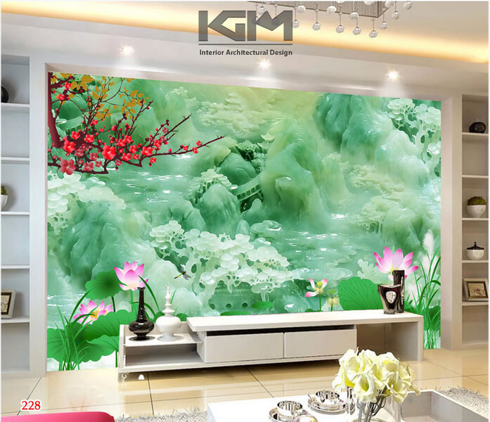 Tranh 3D giả ngọc chủ đề cây cảnh sang trọng