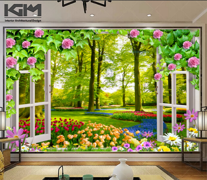 Ưu điểm của tranh dán tường hiệu ứng cửa sổ 3D