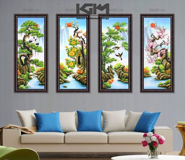 Tổng hợp các mẫu tranh dán tường 3D Tứ Quý ấn tượng