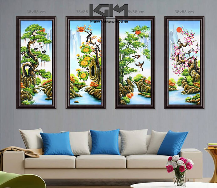 Tổng hợp các mẫu tranh dán tường 3D Tứ Quý ấn tượng