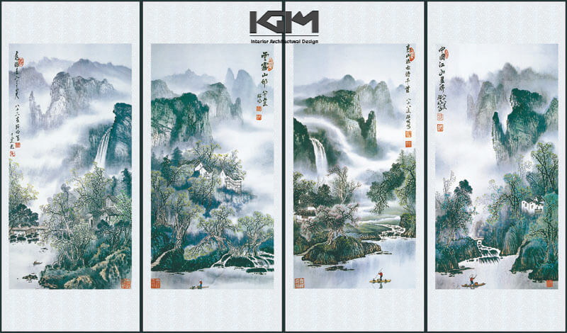 Tranh Tứ Quý sơn thủy hữu tình, cổ điển