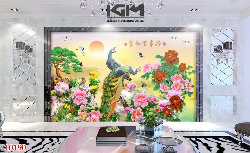 Mẫu tranh rồng phượng cho phòng khách