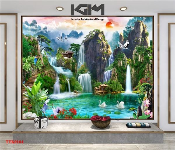 Bộ sưu tập mẫu tranh dán tường 3D sơn thủy đẹp