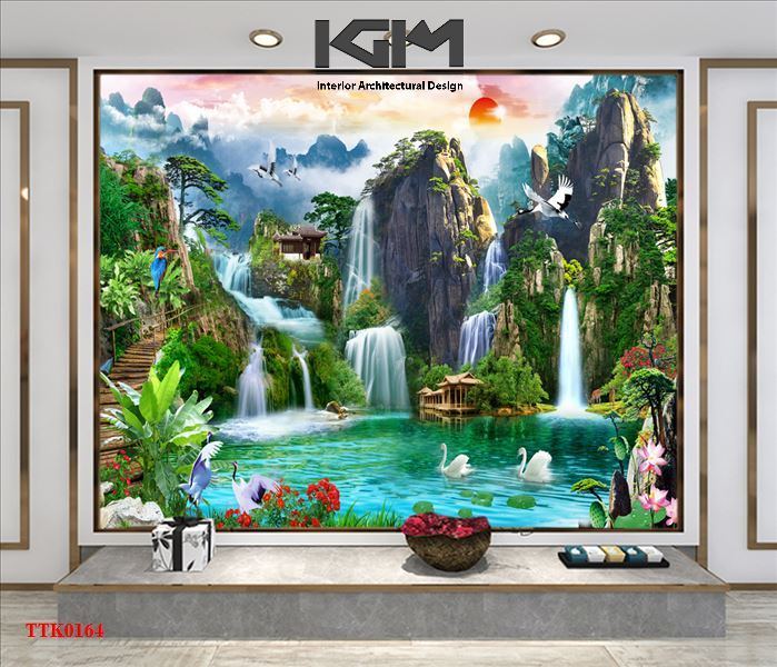 Bộ sưu tập mẫu tranh dán tường 3D sơn thủy đẹp
