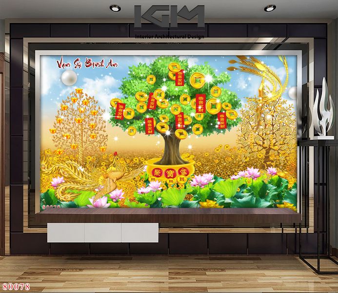Ý nghĩa phong thủy của tranh dán tường 3D Kim Tiền
